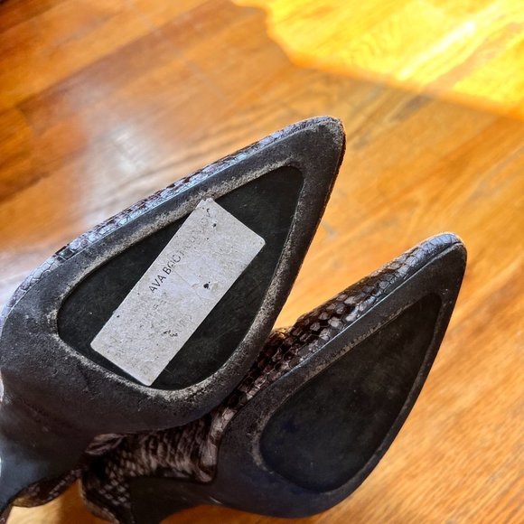 Anine Bing Ava Snake Embossed Kitten Heel Booties 37 / US 7 - Picture 9 of 12